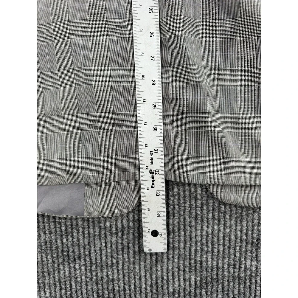 Vintage Coppley Suit 44R Gray Wool Plaid Designer Union Made Pleated Pants 38x29